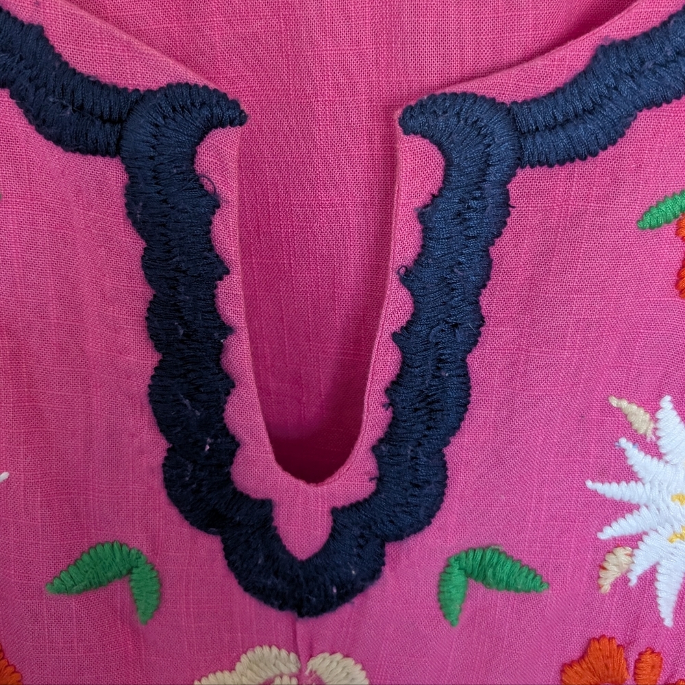 Frances Valentine Floral Cotton  Embroidered Maxi Caftan Womens Size 20 Colorful - Picture 6 of 12